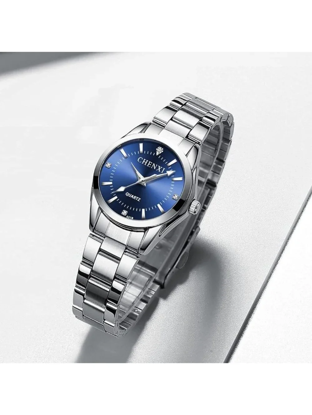 Women's Dark Blue Analog Quartz Stainless Steel Luminous Waterproof Dress Watch